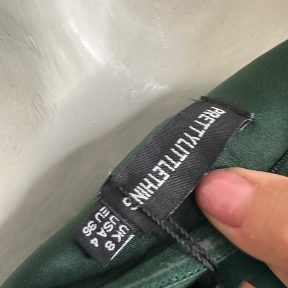 🪷 New! Pretty little thing Emerald  Green Scuba Bandeau Drape Skirt Midi Dress ❌ - Picture 11 of 13